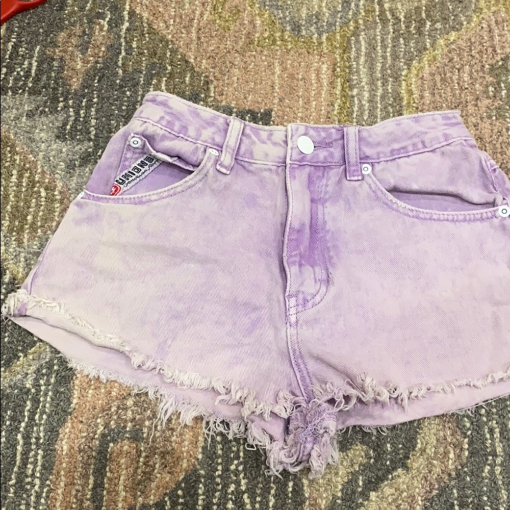 high waisted purple wash Unionbay jean shorts